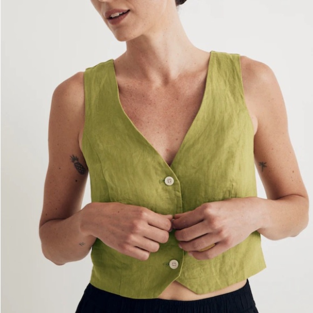 MADEWELL Katrina Crop Green Vest Top